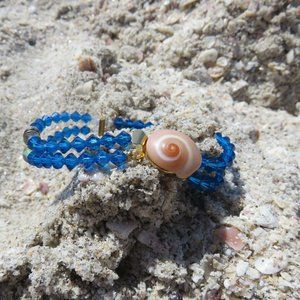 Moon Shell Mermaid Blue Crystal Bracelet Handcraft